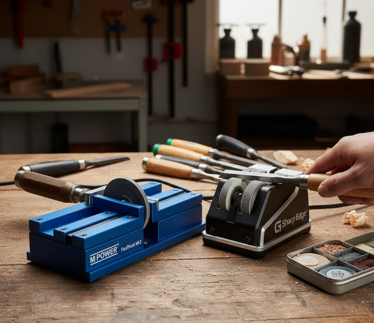 m power fasttrack mk2 vs g sharp edge chisel sharpener