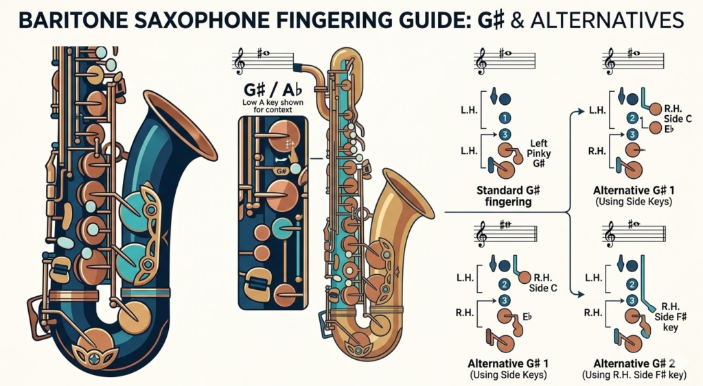 alternative fingering g sharp baritone sax
